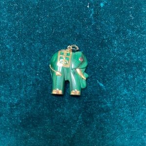 14k malachite elephant charm